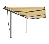 Auvent Automatique Rétractable et Poteaux 6x3,5m Jaune et Blanc Store vidaXL