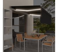 Auvent Automatique Store Capteur de Vent et LED 5x3 m Crème Banne vidaXL