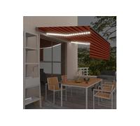 Auvent automatique store capteur de vent LED 4x3m Orange marron 3069435