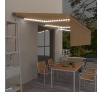 vidaXL Auvent automatique store capteur de vent LED 4x3m Jaune/blanc