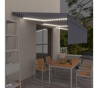 Auvent Automatique Store Capteur de Vent LED 6x3 m Bleu Blanc Banne vidaXL