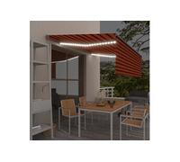 Auvent Automatique Store Capteur de Vent LED Banne Pliable Jardin Balcon Terrasse Extérieur Protection contre Rayons UV 4,5x3 m Orange et Marron