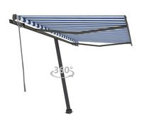 Luifel vrijstaand automatisch 350x250 cm blauw en wit3069726