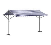 Auvent autoportant bleu et blanc 400x300 cm tissu et acier