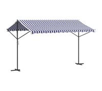 vidaXL Auvent autoportant Bleu et Blanc 400x300 cm Tissu et Acier, Store, auvent rétractable, auvent de Patio rétractable, auvent de Patio