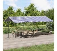 Auvent Autoportant Bleu Et Blanc 600x300 Cm Tissu Et Acier