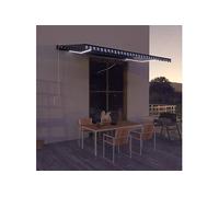 Auvent avec Capteur de Vent et LED Auvent de Terrasse Store de Balcon Auvent d'Extérieur Ombrage des Fenêtres 500x300 cm Bleu et Blanc