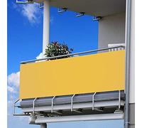 Auvent de balcon imperméable 115 x 300 cm 100 % protection de l'intimité 200 g/m² avec corde et attaches Jaune