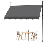 Auvent de balcon réglable avec manivelle, cadre télescopique, sans perçage, résistant aux UV, gris, 150 x 120 cm, parfait pour une protection solaire et une installation facile