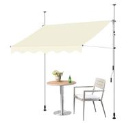Auvent de balcon réglable, résistant aux UV et imperméable, sans perçage, avec support de serrage, pare-soleil pour terrasse, installation facile, blanc, 250 cm
