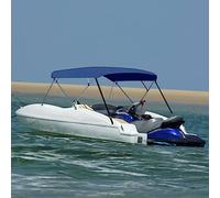 Auvent de bateau à 4 arches bleu - Protection UV pour utilisation marine - Installation facile - Tissu durable - 243 x 244 x 137 cm