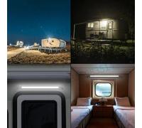 Auvent de camping-car 18 LED compatible avec systèmes 12 V 24 V - Étanchéité IP67 - Matériaux ABS pour extérieur (blanc)