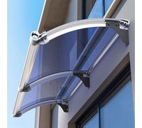 Auvent de fenêtre bleu en polycarbonate de 2,5 mm avec support argenté, protection contre les UV, la pluie et la neige, auvent de porte d'entrée pour porche, cour, balcon (45 x 220 cm)