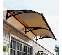 Auvent de fenêtre de porte avant marron avec support en aluminium pour protection contre le soleil, la pluie et la neige 80 x 160 cm