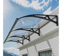 Auvent de fenêtre d'extérieur en polycarbonate avec support en aluminium pour drainage de la pluie, pare-soleil autonettoyant et silencieux, 100 x 100 cm, protection contre les intempéries