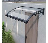Auvent de fenêtre et de porte en aluminium - Protection contre la pluie - Auvent en polycarbonate transparent pour portes d'entrée/fenêtres - Noir - 62 x 80 cm - Résistant aux intempéries - Design