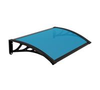 Auvent de fenêtre extérieur - 120 x 100 cm - En polycarbonate - Protection contre les UV, la pluie, la neige, la lumière du soleil - Plaque creuse avec évier de drainage séparé - Bleu