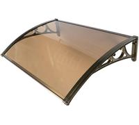Auvent de fenêtre extérieur pluie et neige, auvent de porte en polycarbonate Tsparent et cadre en aluminium, pour fenêtres, portes, balcons, personnalisable, marron, 80 x 150 cm
