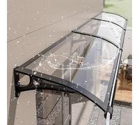 Auvent de fenêtre moderne en polycarbonate noir pour porte extérieure et terrasse, pare-soleil incurvé, taille L : 60 x 100 cm, protection contre le soleil et la pluie
