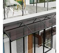 Auvent de jardin d'extérieur - Protection contre les UV et la pluie - En polycarbonate incassable de 3 mm d'épaisseur - Housse de terrasse marron et support noir, 60 x 260 cm