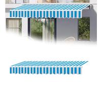 Auvent de jardin imperméable pour extérieur, 7 x 3 m, housse en tissu rayé bleu avec cantonnière, parfait pour un usage domestique et commercial, protection UV, installation facile
