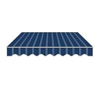 Auvent de jardin rétractable de rechange en tissu imperméable à rayures - 7 x 4 m - Housse d'extérieur bleue pour terrasse et terrasse - Protection UV