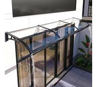 Auvent de patio pour véranda de jardin et terrasse en aluminium durable avec support noir et panneau en polycarbonate transparent imperméable pour volets roulants PRO