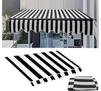 Auvent de patio rétractable de qualité supérieure - Résistant à l'eau - Pour jardin, terrasse, 3,7 x 2,4 m, abri d'extérieur élégant noir et blanc