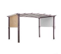 Auvent de pergola d'extérieur fabriqué à partir de polyester enduit d'argent, conçu pour laisser passer le vent et la pluie, tiges lestées pour plus de stabilité sur le patio et la terrasse (beige)