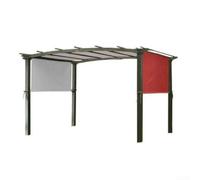 Auvent de pergola d'extérieur fabriqué à partir de polyester enduit d'argent, conçu pour laisser passer le vent et la pluie, tiges lestées pour plus de stabilité sur le patio et la terrasse (rouge)