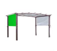 Auvent de pergola d'extérieur fabriqué à partir de polyester enduit d'argent, conçu pour laisser passer le vent et la pluie, tiges lestées pour plus de stabilité sur le patio et la terrasse (vert)