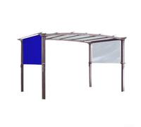 Auvent de pergola d'extérieur fabriqué à partir de polyester enduit d'argent, conçu pour laisser passer le vent et la pluie, tiges lestées pour plus de stabilité sur le patio et la terrasse (bleu)