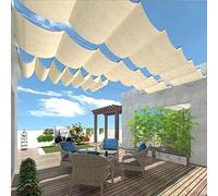 Auvent de pergola rétractable pour terrasse et arrière-cour - Pare-soleil amovible avec matériel de blocage UV - Housse ondulée rétractable de 300 cm pour un confort extérieur