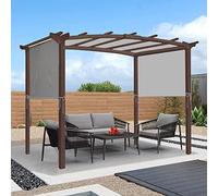 Auvent de pergola universel imperméable de rechange - Gris - 5,2 x 2 m - Avec 4 sangles de fixation - Idéal pour tonnelle extérieure et terrasse - Structure incurvée