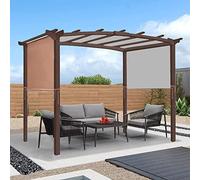 Auvent de pergola universel imperméable de rechange pour pergola de 5,4 x 2,5 m - Structure incurvée avec 4 attaches pour pare-soleil extérieur et protection Beige