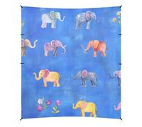 Auvent de plage amusant avec motif éléphant et fleur bleue UPF50+ imperméable avec pelle à sable pour voyages en famille, pique-niques et camping