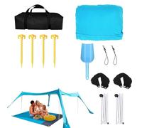 Auvent de plage, auvent ombragé, protection solaire, plage, camping, auvent de cabanon, avec 4 sacs de sable, installation facile, tente de cabana, pour pique-nique, pêche, plage, jardin