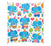 Auvent de plage avec motif éléphant bleu mignon UPF50 facile à installer avec pelle à sable, sacs de sable, poteaux de stabilité pour le camping, la pêche, le plaisir du jardin