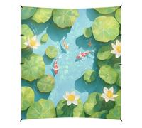 Auvent de plage pliable 3D avec poissons et fleurs - Protection UPF50+ - Résistant à l'eau - Grand pare-soleil avec poteaux robustes, sacs de sable et pelle pour le camping, la pêche, le plaisir du