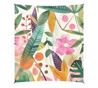 Auvent de plage pliable avec feuilles et fleurs tropicales, UPF50, léger et portable, avec pelle à sable, sacs de sable pour voyages en famille, pique-niques et camping