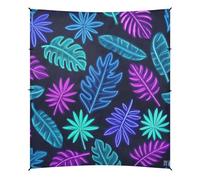 Auvent de plage pliable avec feuilles tropicales fluorescentes colorées UPF50 légère avec pelle à sable pour voyage en famille