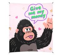 Auvent de plage pliable Give Me My Money Gorilla UPF50+ Protection solaire léger avec sacs de sable, pelle à sable, poteaux pour les voyages en famille, les pique-niques et le camping