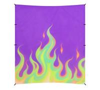 Auvent de plage pliable violet fluorescent avec flamme froide UPF50 facile à installer et portable avec sacs de sable et pelle à sable pour voyage en famille