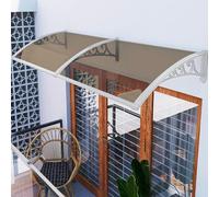 Auvent de porche 119,4 x 71,1 cm - Pare-soleil de balcon imperméable et réglable avec kit de supports en acier pour portes de 61/81/99/119,4 cm, panneau marron pour protection de terrasse