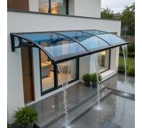 Auvent de porte 120 x 200 cm en polycarbonate épissé pour entrée, porche, terrasse, protection UV, pluie, neige avec système de drainage
