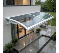 Auvent de porte 120 x 200 cm en polycarbonate épissé pour entrée, porche, terrasse, protection UV, pluie, neige avec système de drainage