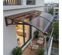 Auvent de porte 120 x 200 cm en polycarbonate épissé pour entrée, porche, terrasse, protection UV, pluie, neige avec système de drainage
