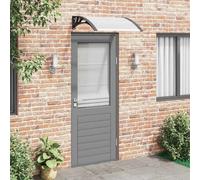 Auvent de porte 200 x 75 cm, toit en polycarbonate noir transparent avec feuilles vierges, supports ABS robustes et lattes en aluminium, facile à installer avec des accessoires.