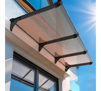 Auvent de porte avec protection UV et contre les intempéries, la pluie et la neige pour porte d'entrée, accessoires inclus (65 x 470 cm/26 x 185 cm), solution d'auvent d'extérieur