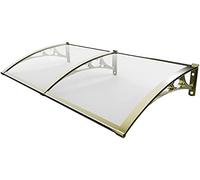 Auvent de porte de balcon extérieur Protection UV Pluie Neige Couverture de toit en polycarbonate Support en aluminium Transparent 180 x 60 cm Durable Résistant aux intempéries Solution d'ombrage